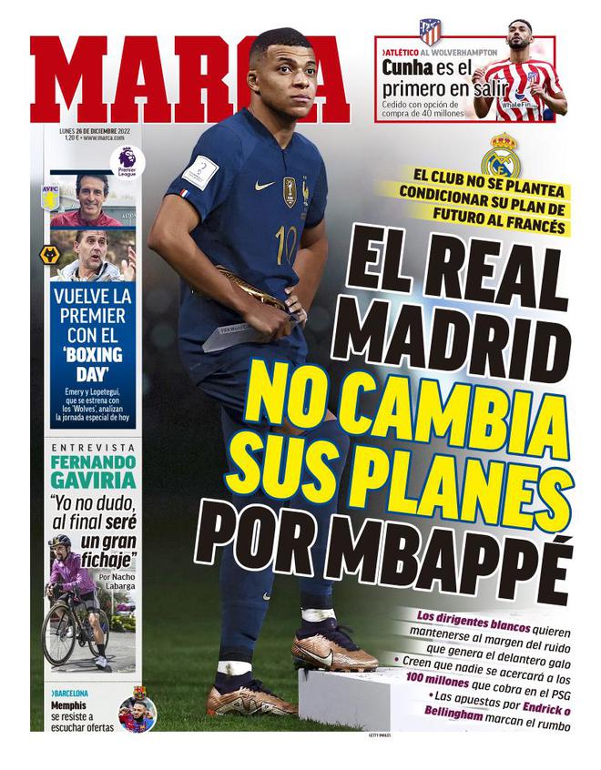 《馬卡報》頭版:皇馬不再追逐姆巴佩